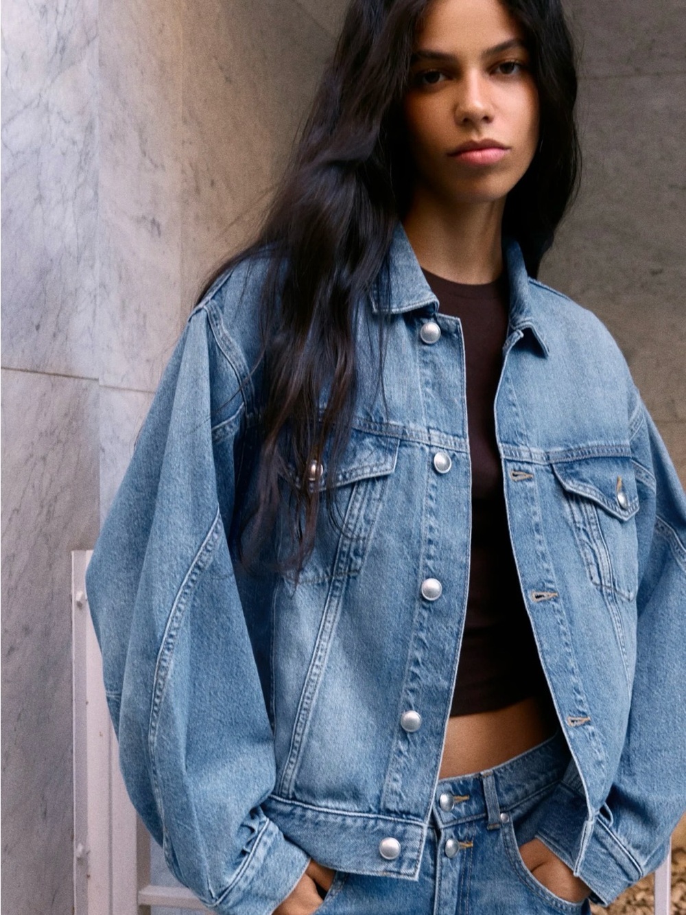 Oversized Denim Jacket - Light Blue
